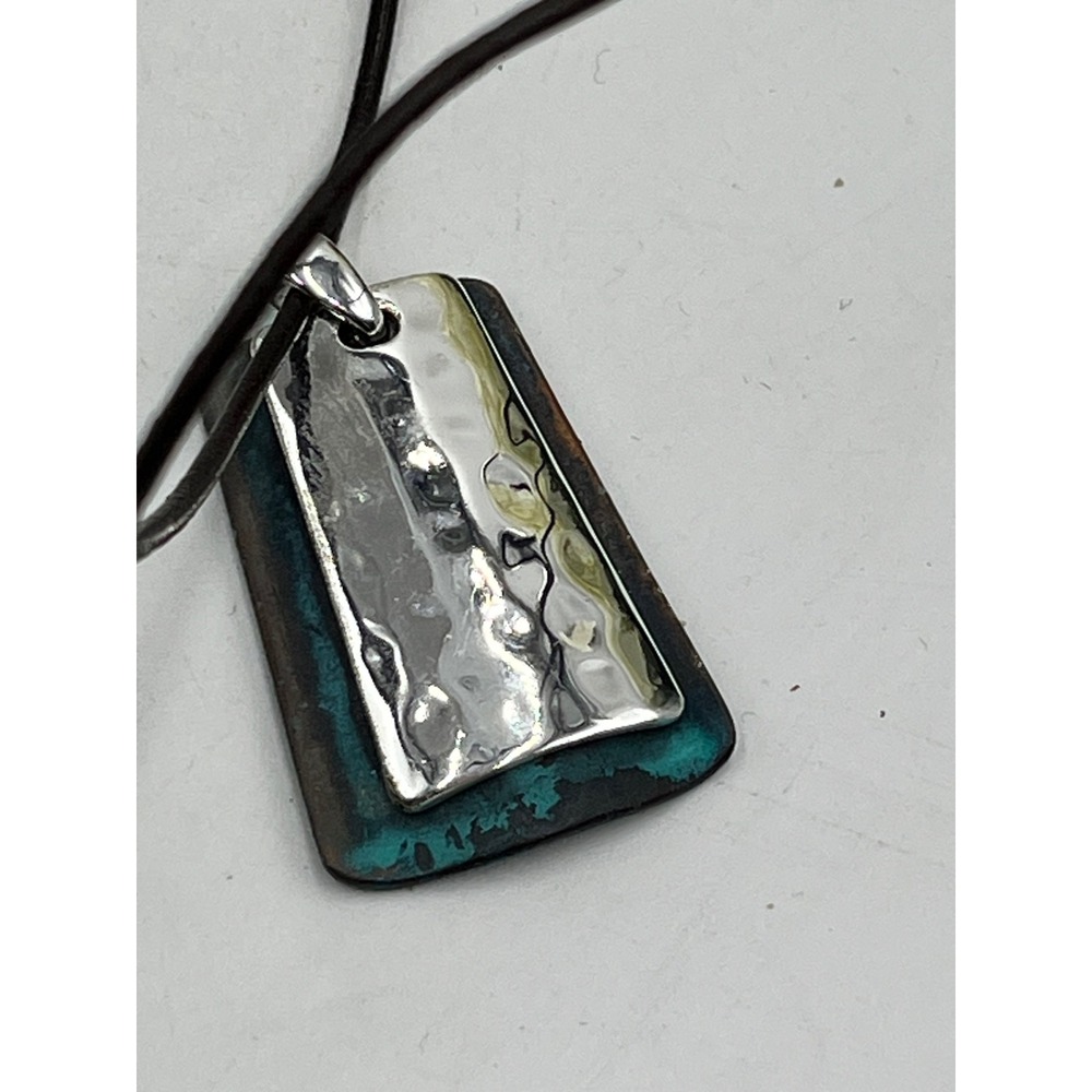 Robert Lee Morris Silver & leather charm chain Two Tone Necklace - Picture 10 of 11
